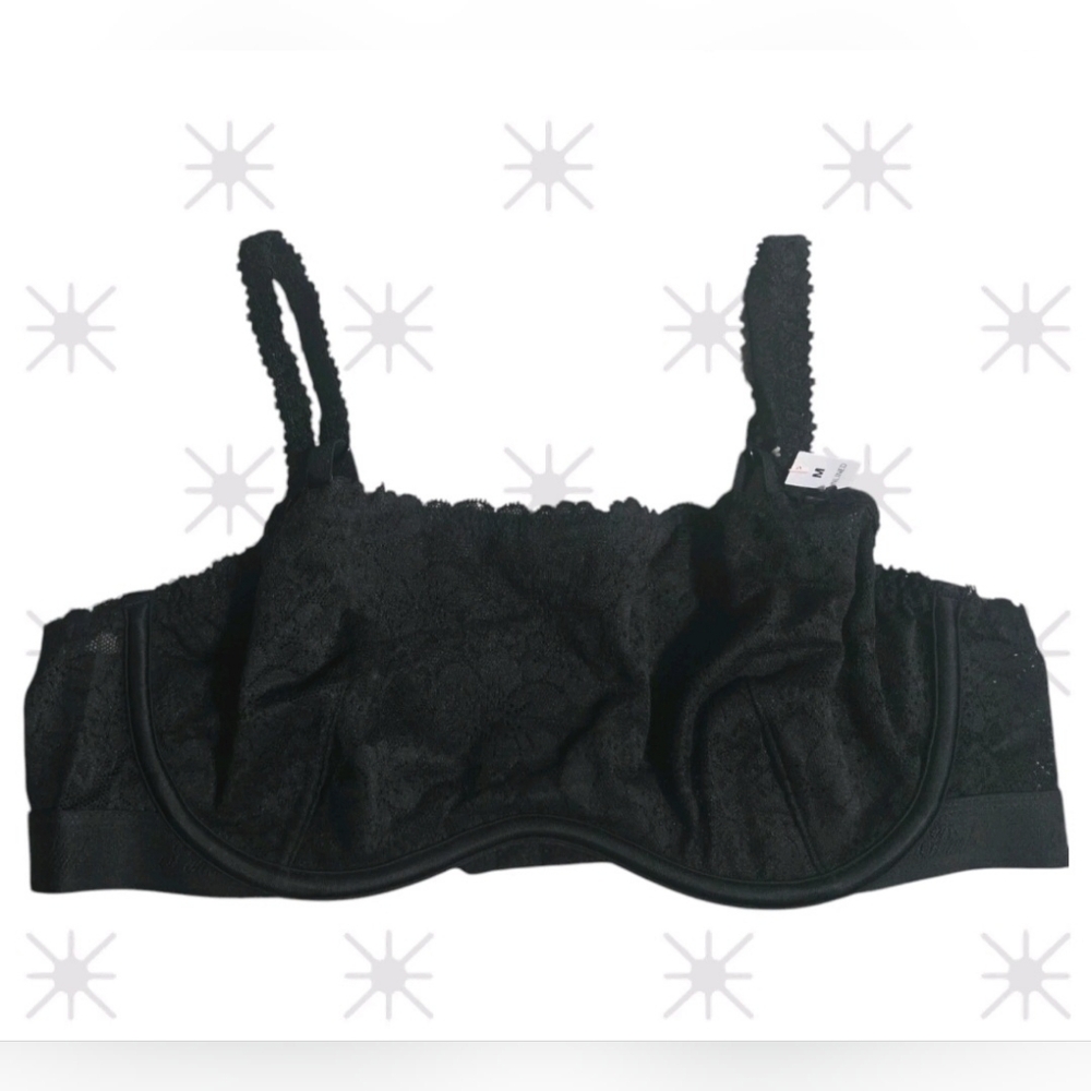 Victoria's Secret Unlined Bra Square Neck Wired Black Lace Size M